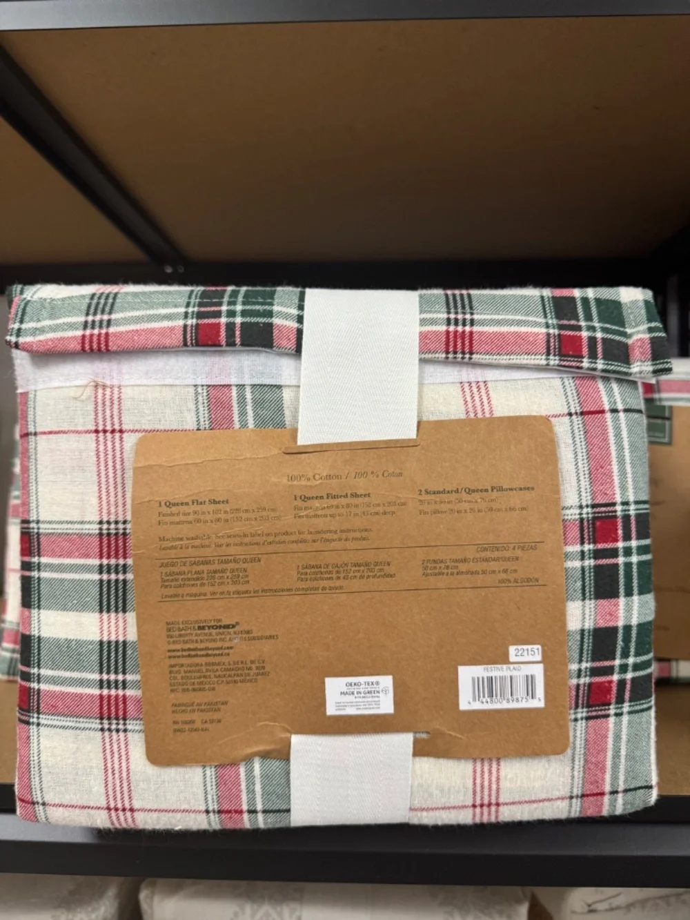 Bee & Willow Home 100% Cotton Flannel Queen Sheet Set – Festive Plaid